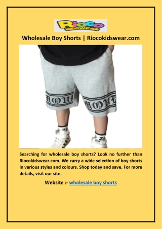 Wholesale Boy Shorts | Riocokidswear.com