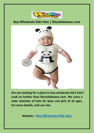 Buy Wholesale Kids Hats | Riocokidswear.com