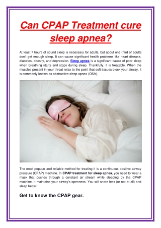 Can CPAP Treatment cure sleep apnea