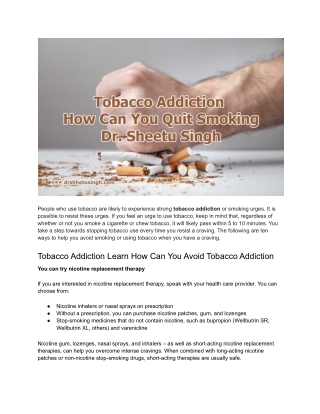 Tobacco Addiction _ How Can You Quit Smoking _ Dr. Sheetu Singh