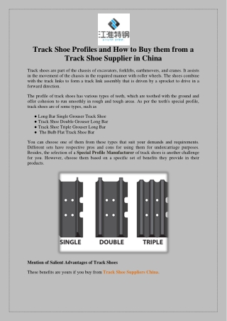 Track Shoe Profiles and How to Buy them from a Track Shoe Supplier in China