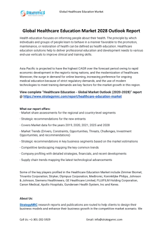 2021 Healthcare Education Industry Global Analysis Report
