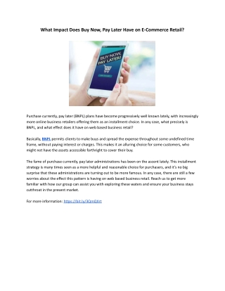 What Impact Does Buy Now, Pay Later Have on E-Commerce Retail?