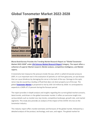 Global Tonometer Market 2022-2028