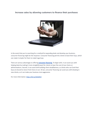 Increase Sales by Allowing Customers to Finance Their Purchases