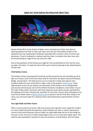 Lights On Vivid Sydney has returned (Best Tips)