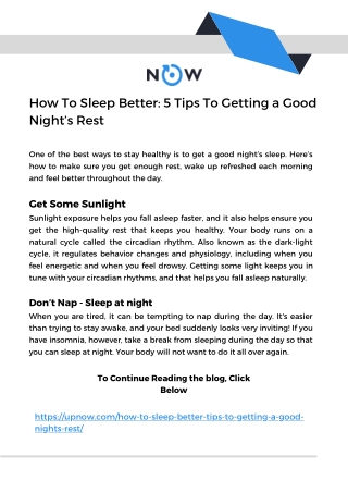 How To Sleep Better 5 Tips To Getting a Good Night’s Rest