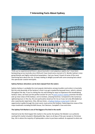 7 Interesting Facts About Sydney