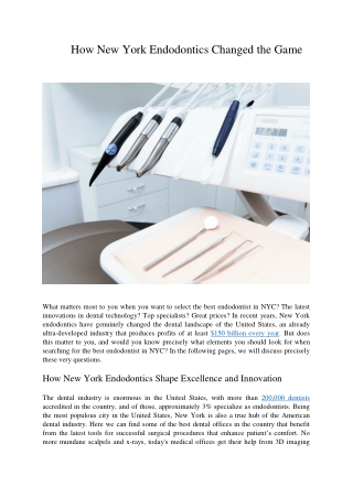 How New York Endodontics Changed the Game