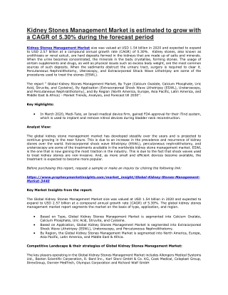 Kidney Stones Management Market