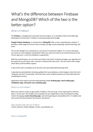 What's the difference between Firebase and MongoDB Which of the two is the better option