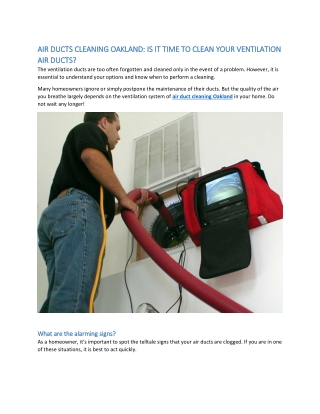 AIR DUCTS CLEANING OAKLAND: IS IT TIME TO CLEAN YOUR VENTILATION  AIR DUCTS?