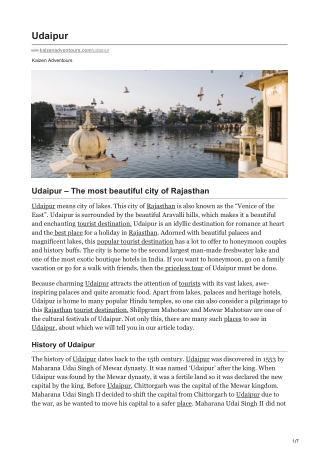 Udaipur - The most beautiful city of Rajasthan