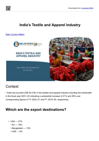 India Textile and Apparel Industry