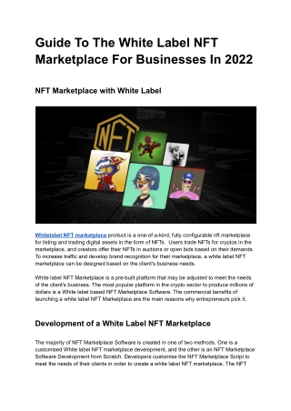Guide To The White Label NFT Marketplace For Businesses In 2022