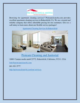 Apartment Cleaning Services in Bakersfield Proteamcleans4u.com