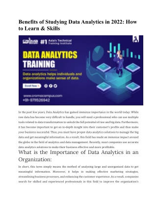 Benefits of Studying Data Analytics in 2022