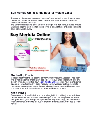 Buy Meridia Online is the Best for Weight Loss