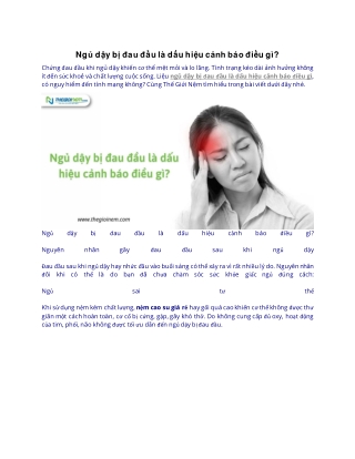 Ngủ dậy bị đau đầu là dấu hiệu cảnh báo điều gì
