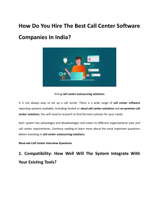 How Do You Hire The Best Call Center Software Companies In India
