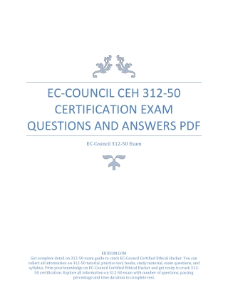 [UPDATED] EC-Council CEH 312-50 Certification Exam Questions and Answers PDF