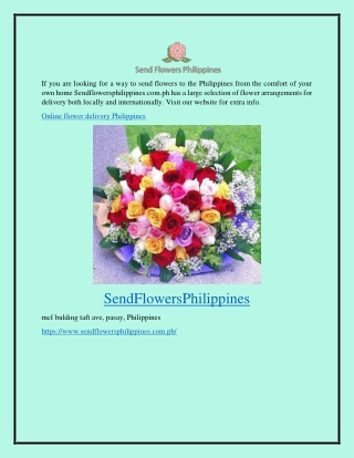 Online Flower Delivery Philippines Sendflowersphilippines.com.ph