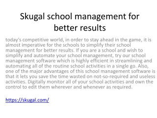 Skugal school management for better results