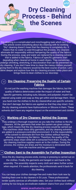 Dry Cleaning Process - Behind the Scenes