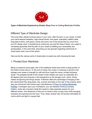 Types of Wardrobe Explained by Shutter Shop Floor to Ceiling Wardrobe Profiles