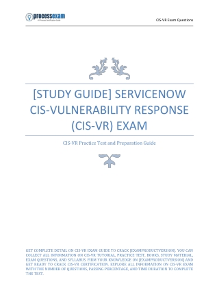 [Study Guide] ServiceNow CIS-Vulnerability Response (CIS-VR) Exam