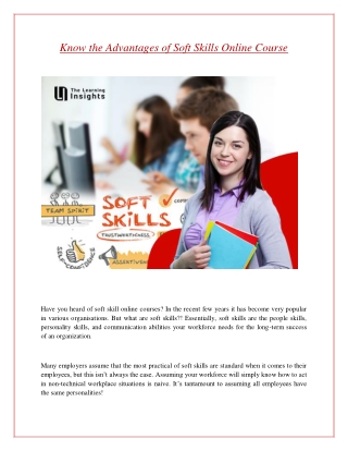 Know the Advantages of Soft Skills Online Course