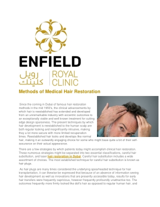Methods of Medical Hair Restoration