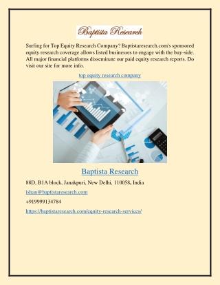 Top Equity Research Company Baptistaresearch.com