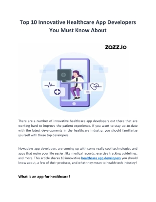 Top 10 Innovative Healthcare App Developers You Must Know About