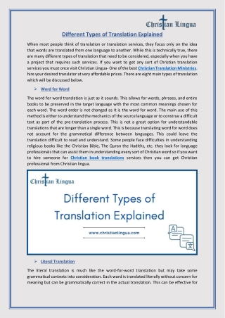 Different Types of Translation Explained