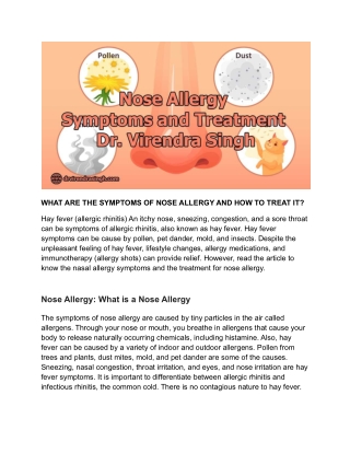 Nose Allergy _ Symptoms and Treatment _ Dr. Virendra Singh