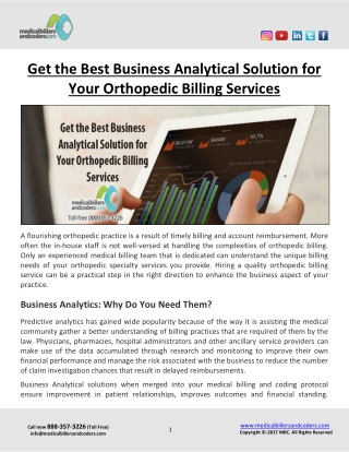 Get the Best Business Analytical Solution for Your Orthopedic Billing Services