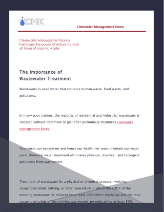 The Importance of Wastewater Treatment