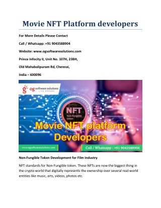 Movie NFT Platform developers