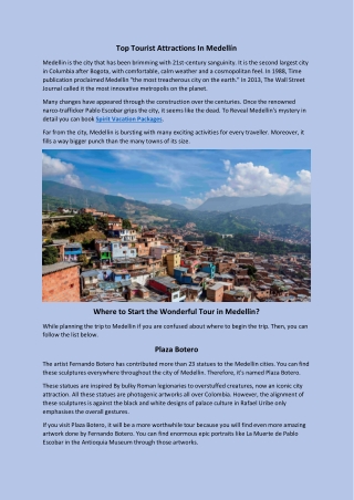 Top Tourist Attractions In Medellín