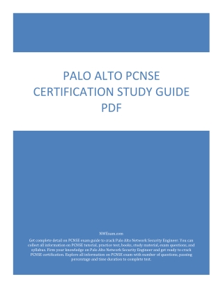 Latest Palo Alto PCNSE Certification Study Guide PDF