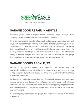 Garage Door Repair Argyle TX