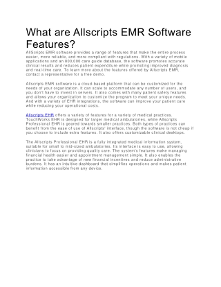What are Allscripts EMR Software Features.docx