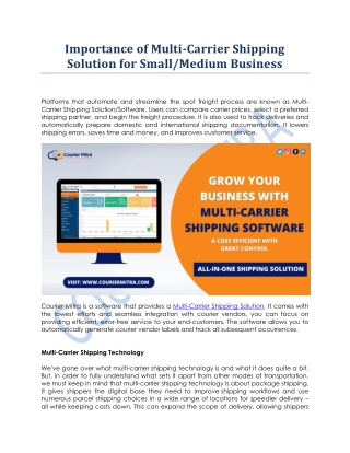 Importance of Multi-Carrier Shipping Solution for Small & Medium Business