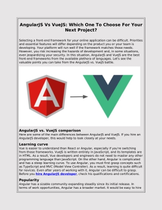 AngularJS Vs VueJS: Which One To Choose For Your Next Project?