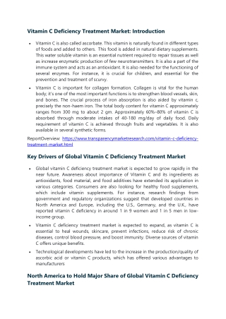 Vitamin C Deficiency Treatment Market