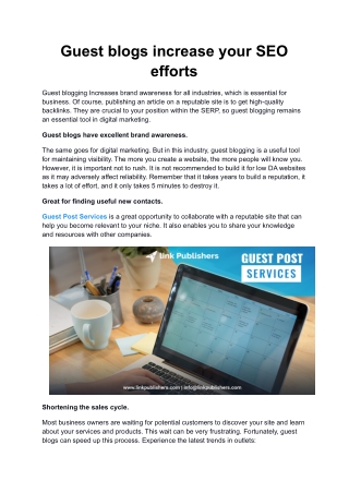 Guest blogs increase your SEO efforts