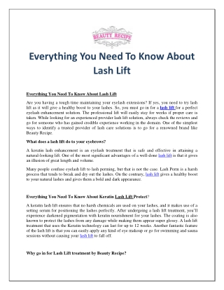 Everything You Need To Know About Lash Lift