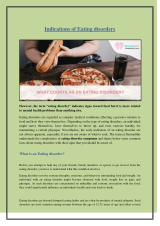 Indications of Eating disorders