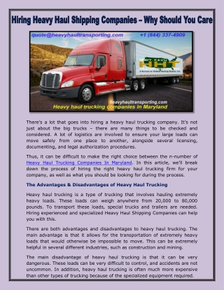 Heavy haul trucking companies in Maryland